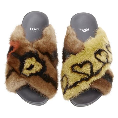 fendi mink fur slides|fendi women's sandals.